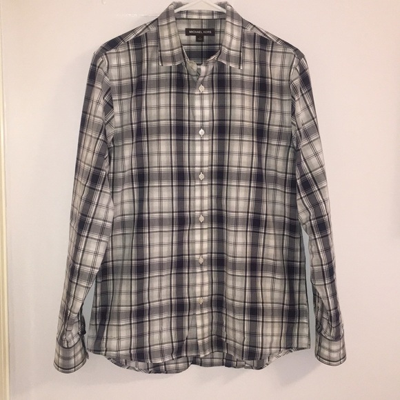 Michael Kors Plaid Button Down Shirt Size M - Picture 1 of 6